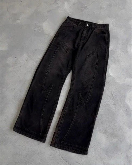 TALKLESSFASHION Batwave Streetwear embroidered Jeans