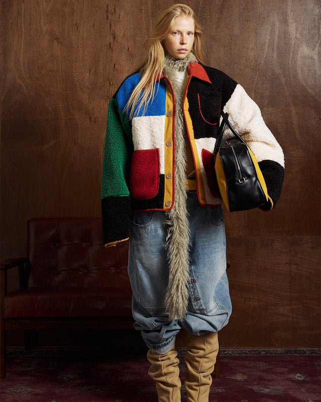 TALKLESSFASHION Bauhaus Geometric Lambswool Jacket