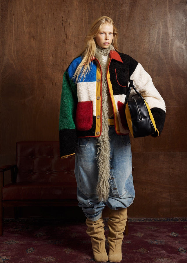TALKLESSFASHION Bauhaus Geometric Lambswool Jacket