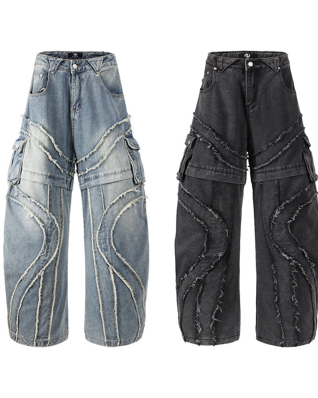 TALKLESSFASHION Bearded Design Denim jeans