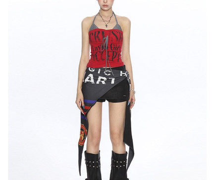TALKLESSFASHION BIGGOLD American hot girl halterneck lace-up vest camisole female summer hot girl pure desire fake two-piece bandeau top