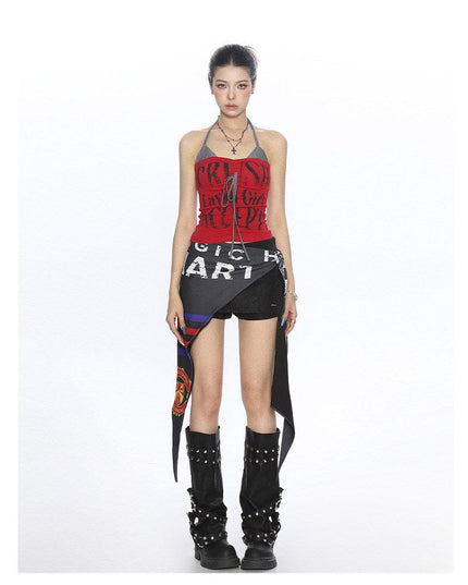 TALKLESSFASHION BIGGOLD American hot girl halterneck lace-up vest camisole female summer hot girl pure desire fake two-piece bandeau top