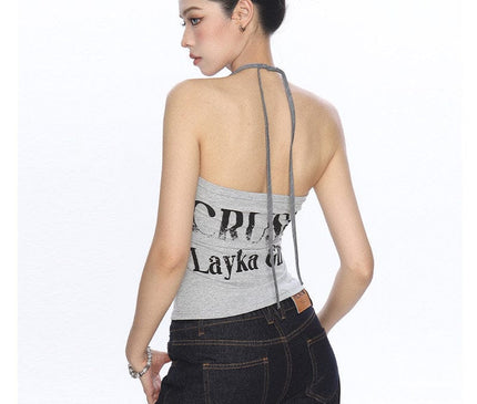 TALKLESSFASHION BIGGOLD American hot girl halterneck lace-up vest camisole female summer hot girl pure desire fake two-piece bandeau top