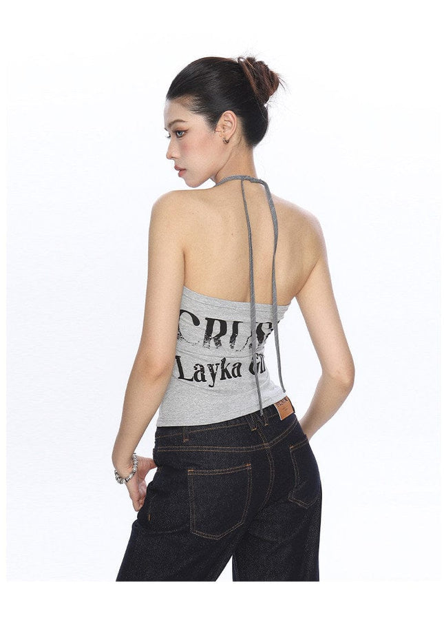 TALKLESSFASHION BIGGOLD American hot girl halterneck lace-up vest camisole female summer hot girl pure desire fake two-piece bandeau top