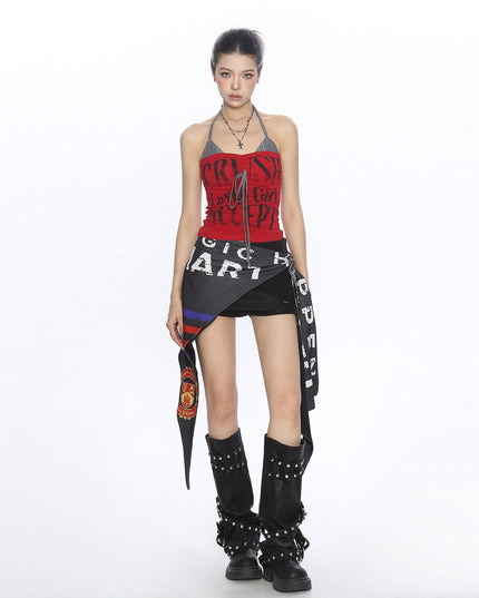 TALKLESSFASHION BIGGOLD American hot girl halterneck lace-up vest camisole female summer hot girl pure desire fake two-piece bandeau top