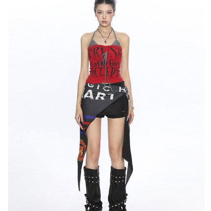 TALKLESSFASHION BIGGOLD American hot girl halterneck lace-up vest camisole female summer hot girl pure desire fake two-piece bandeau top