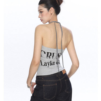 TALKLESSFASHION BIGGOLD American hot girl halterneck lace-up vest camisole female summer hot girl pure desire fake two-piece bandeau top