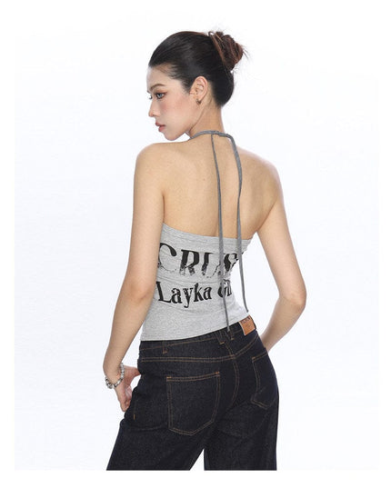 TALKLESSFASHION BIGGOLD American hot girl halterneck lace-up vest camisole female summer hot girl pure desire fake two-piece bandeau top