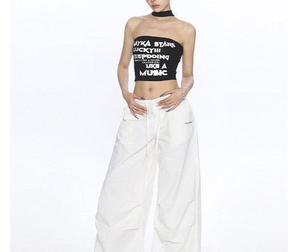 TALKLESSFASHION BIGGOLD American hot girl letter halterneck bandeau vest women's summer design sense personality slimming slimming top