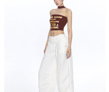 TALKLESSFASHION BIGGOLD American hot girl letter halterneck bandeau vest women's summer design sense personality slimming slimming top