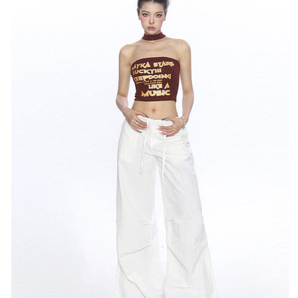 TALKLESSFASHION BIGGOLD American hot girl letter halterneck bandeau vest women's summer design sense personality slimming slimming top