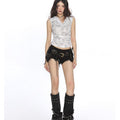 TALKLESSFASHION BIGGOLD American hot girl tie-dye swing collar pleated vest women's summer wasteland style waist slimming sleeveless top