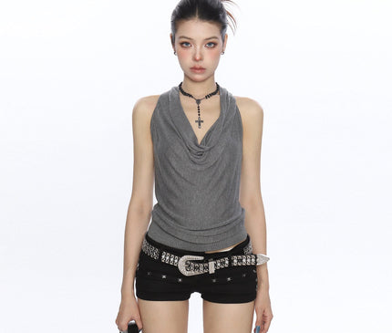 TALKLESSFASHION BIGGOLD high-end temperament swinging neck halterneck camisole women's summer pure desire wind slimming backless top ins