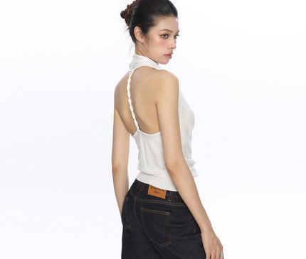 TALKLESSFASHION BIGGOLD high-end temperament swinging neck halterneck camisole women's summer pure desire wind slimming backless top ins