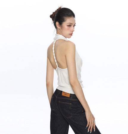 TALKLESSFASHION BIGGOLD high-end temperament swinging neck halterneck camisole women's summer pure desire wind slimming backless top ins