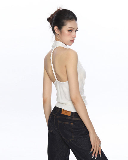 TALKLESSFASHION BIGGOLD high-end temperament swinging neck halterneck camisole women's summer pure desire wind slimming backless top ins