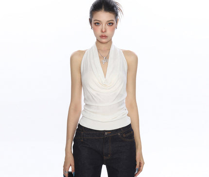 TALKLESSFASHION BIGGOLD high-end temperament swinging neck halterneck camisole women's summer pure desire wind slimming backless top ins