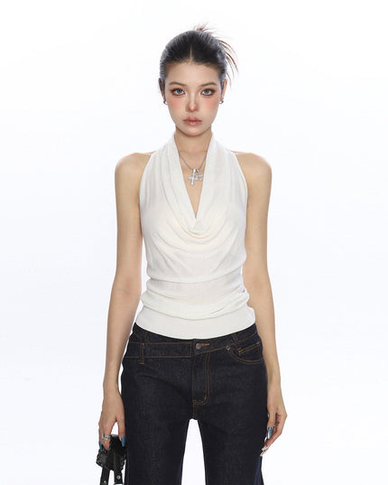 TALKLESSFASHION BIGGOLD high-end temperament swinging neck halterneck camisole women's summer pure desire wind slimming backless top ins