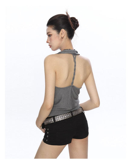TALKLESSFASHION BIGGOLD high-end temperament swinging neck halterneck camisole women's summer pure desire wind slimming backless top ins