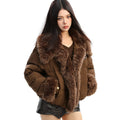 TALKLESSFASHION BIGGOLD high intelligence big fur collar lapel cotton jacket women's winter thickening warm loose brown padded jacket ins