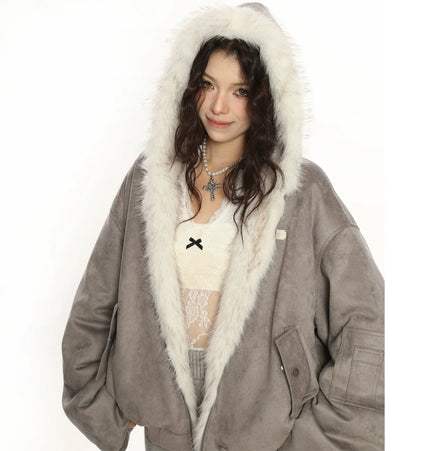THETLSTUDIO BIGGOLD suede reversible eco-friendly fur cotton jacket women's winter thickened warm flight jacket tide