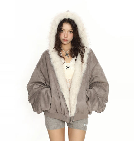 THETLSTUDIO BIGGOLD suede reversible eco-friendly fur cotton jacket women's winter thickened warm flight jacket tide