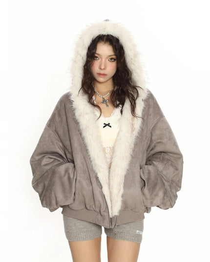 TALKLESSFASHION BIGGOLD suede reversible eco-friendly fur cotton jacket women's winter thickened warm flight jacket tide