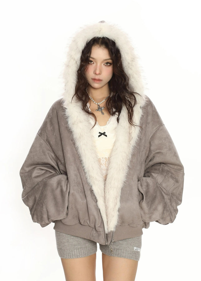 TALKLESSFASHION BIGGOLD suede reversible eco-friendly fur cotton jacket women's winter thickened warm flight jacket tide