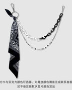 Black and white color blocking + black scarf
