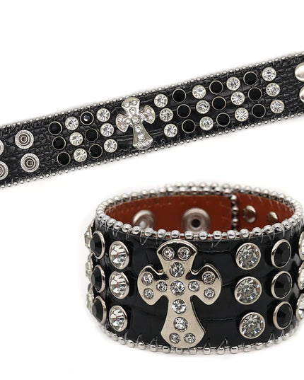 TALKLESSFASHION Black and white cross hip-hop punk hand band
