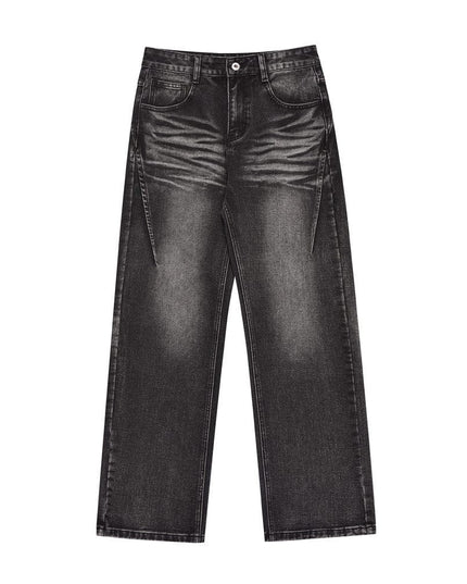 TALKLESSFASHION Black / L Fashion Wash Distressed Straight Jeans For Men