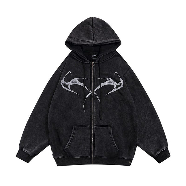 TALKLESSFASHION Black / L Men's Printed Hooded Cardigan Coat