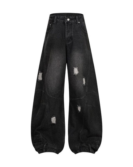 TALKLESSFASHION Black / L Retro Washed Ripped & Stitch Jeans