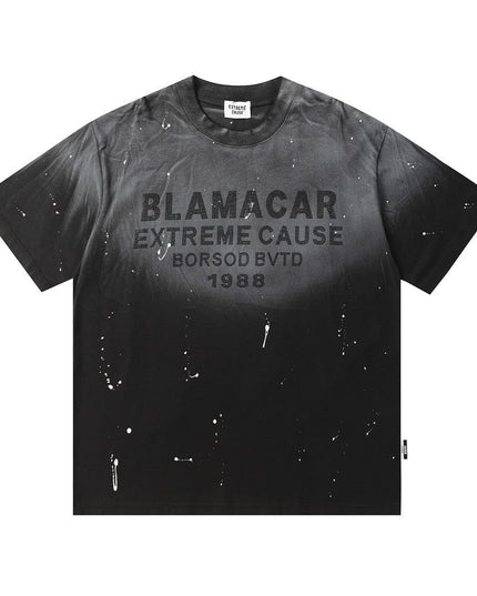 TALKLESSFASHION Black / L Top Bleached stoned T-shirt—3209