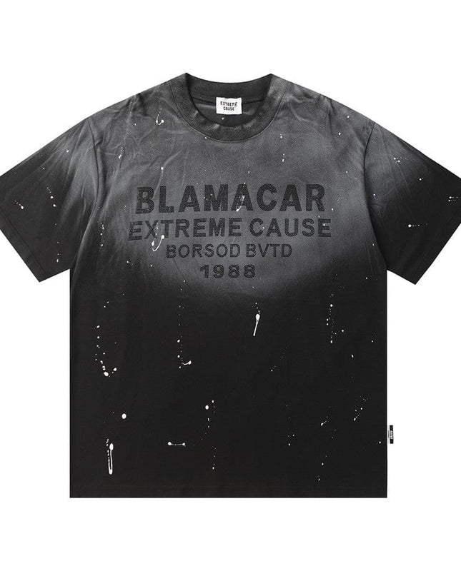 TALKLESSFASHION Black / L Top Bleached stoned T-shirt—3209