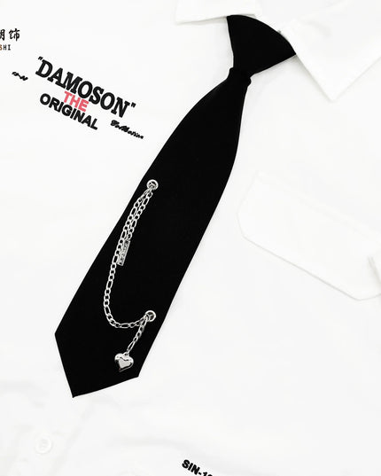 TALKLESSFASHION Black love chain tie Le Chao ornament chain tie