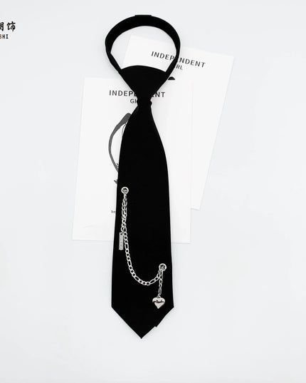 TALKLESSFASHION Black love chain tie Le Chao ornament chain tie