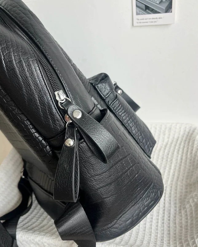 TALKLESSFASHION black MoonCat original black gothic crocodile pattern backpack school bag men's and women's premium texture niche y2k backpack