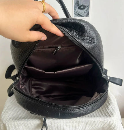 THETLSTUDIO black MoonCat original black gothic crocodile pattern backpack school bag men's and women's premium texture niche y2k backpack
