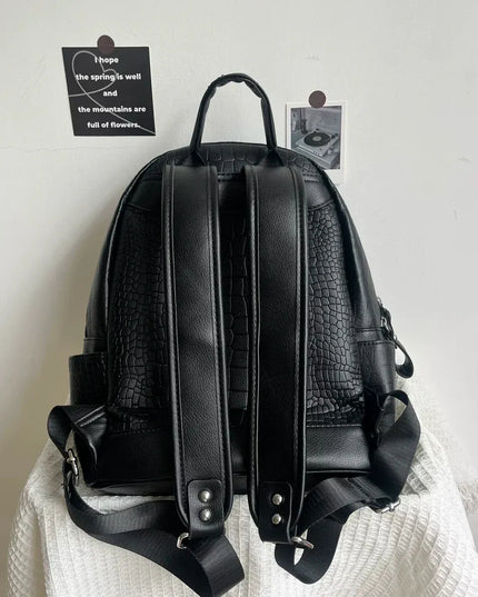 TALKLESSFASHION black MoonCat original black gothic crocodile pattern backpack school bag men's and women's premium texture niche y2k backpack