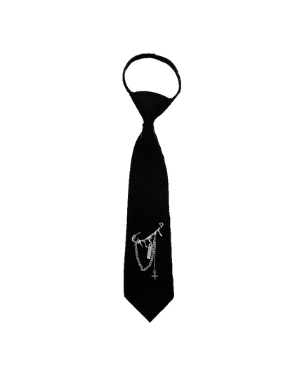TALKLESSFASHION Black pin tie Le Chao decorated trendy black shirt pin-free tie