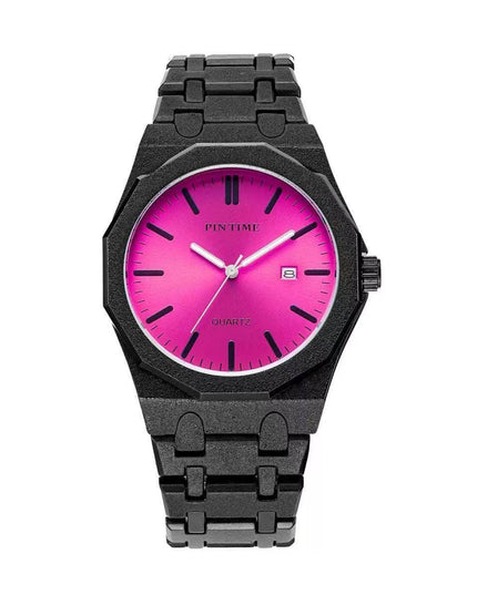 TALKLESSFASHION Black powder New frosted silver watch
