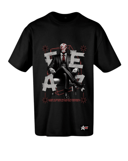 TALKLESSFASHION Black / SMALL FEAR unisex oversize T-Shirt Short ---4097