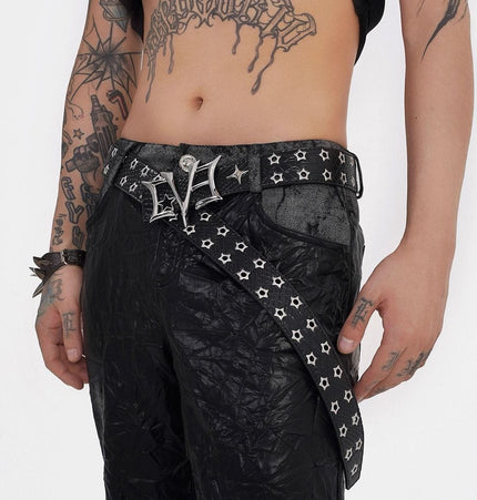 TALKLESSFASHION black Spice girl punk heavy industry belt men and women rivets vintage y2k niche design personality fashion belt wasteland trend