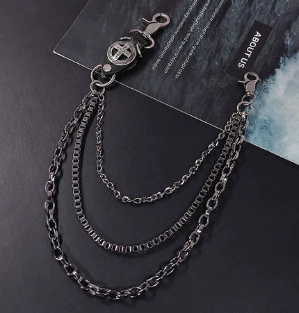 TALKLESSFASHION Black Ten Waist Chain Punk trouser chainsMen's metallic jeans accessoriesAmerican waist chains, hip-hop trendy embellishments, statement pants, eagle claw charms