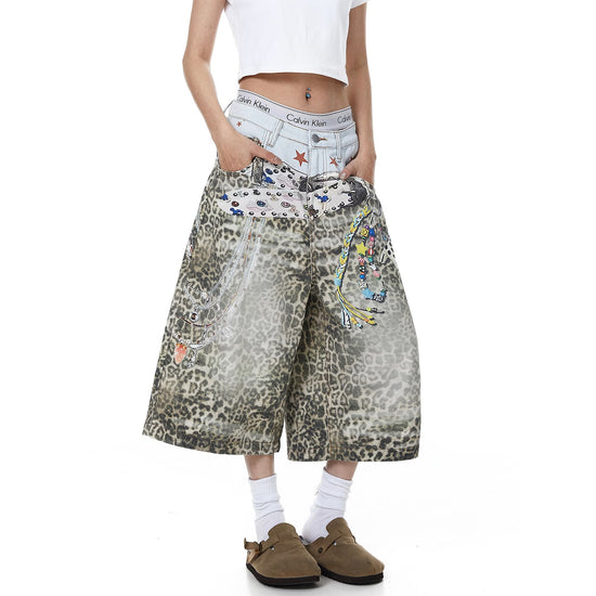 Leopard Belt Denim Short