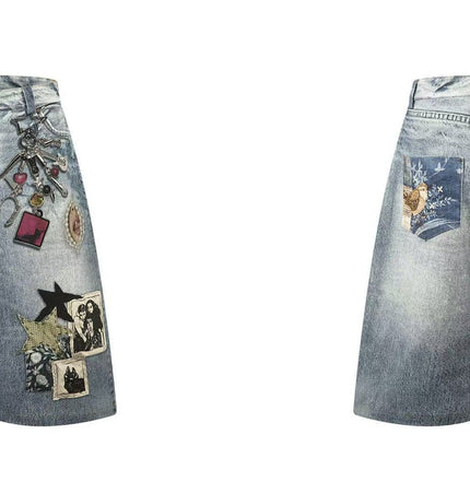 TALKLESSFASHION BLACKLISTS American 3D printing graffiti design denim cropped pants for men and women in summer distressed wide-leg shorts
