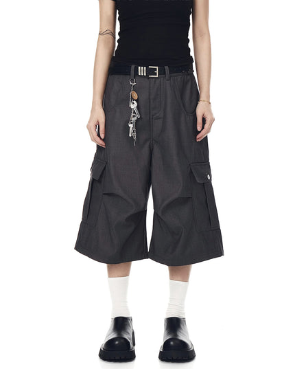 TALKLESSFASHION BLACKLISTS American cleanfit pleated wide-leg cropped trousers men's and women's high-quality handsome cargo shorts