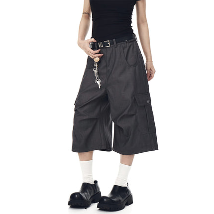 TALKLESSFASHION BLACKLISTS American cleanfit pleated wide-leg cropped trousers men's and women's high-quality handsome cargo shorts