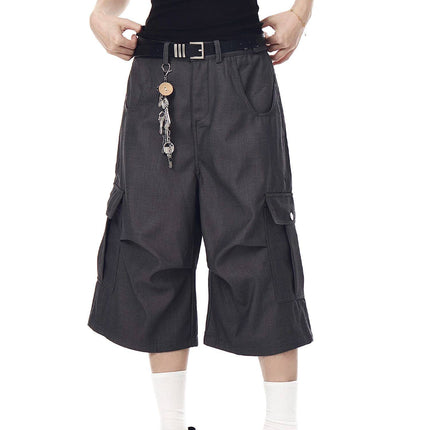 TALKLESSFASHION BLACKLISTS American cleanfit pleated wide-leg cropped trousers men's and women's high-quality handsome cargo shorts